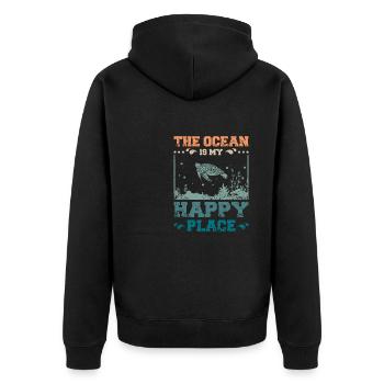 L’océan est mon endroit heureux - Veste à capuche bio Premium Unisexe - noir - Dos - Nico (187cm)