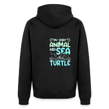 Mon animal spirituel est une tortue de mer - Veste à capuche bio Premium Unisexe - noir - Dos - Nico (187cm)