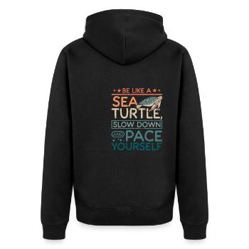 Sea turtle slow down and pace yourself - Unisex Premium Organic Zip Hoodie - black - Back - Nico (187cm)
