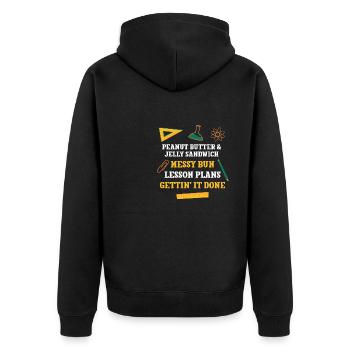 Peanut Butter & Jelly Sandwich Messy Bun Lesson - Unisex Premium Bio Zip Hoodie - Schwarz - Hinten - Nico (187cm)