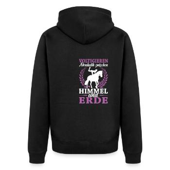 Voltigieren - Unisex Premium Bio Zip Hoodie - Schwarz - Hinten - Nico (187cm)