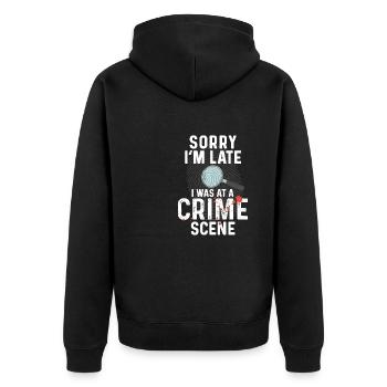 Spurensicherung - Kripo Polizei Kriminaltechnik - Unisex Premium Bio Zip Hoodie - Schwarz - Hinten - Nico (187cm)