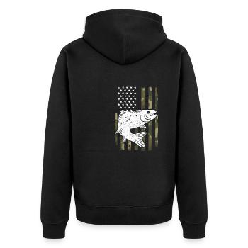 Drapeaux des États-Unis American Patriot Fisher Pêcheur - Veste à capuche bio Premium Unisexe - noir - Dos - Nico (187cm)