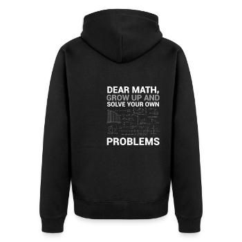 Love mathematics grows and solved funny - Unisex Premium Organic Zip Hoodie - black - Back - Nico (187cm)
