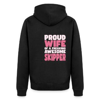 Proud Wife of A Damn Good Skipper - Unisex Premium Organic Zip Hoodie - black - Back - Nico (187cm)