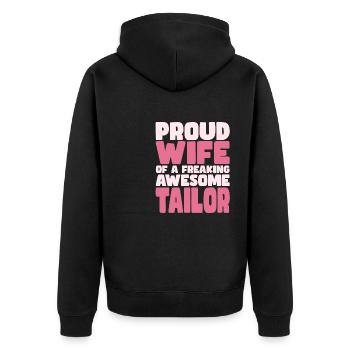 Stolze Ehefrau Eines Verdammt Guten Schneiders - Unisex Premium Bio Zip Hoodie - Schwarz - Hinten - Nico (187cm)