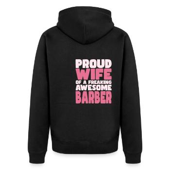 Stolze Ehefrau Eines Verdammt Guten Friseurs - Unisex Premium Bio Zip Hoodie - Schwarz - Hinten - Nico (187cm)