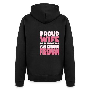 Proud Wife of A Damn Good Firefighter - Unisex Premium Organic Zip Hoodie - black - Back - Nico (187cm)