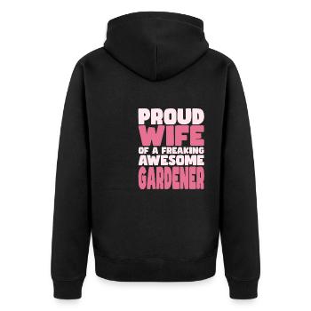 Fière épouse d’un sacré bon jardinier - Veste à capuche bio Premium Unisexe - noir - Dos - Nico (187cm)