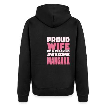 Fière épouse d’un sacré bon mangaka - Veste à capuche bio Premium Unisexe - noir - Dos - Nico (187cm)