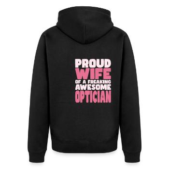 Fière épouse d’un sacré bon opticien - Veste à capuche bio Premium Unisexe - noir - Dos - Nico (187cm)