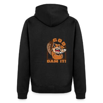 Biberliebhaber Tierrechte Cooles Team Lebensstil - Unisex Premium Bio Zip Hoodie - Schwarz - Hinten - Nico (187cm)