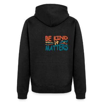 Be friendly, that counts - Unisex Premium Organic Zip Hoodie - black - Back - Nico (187cm)