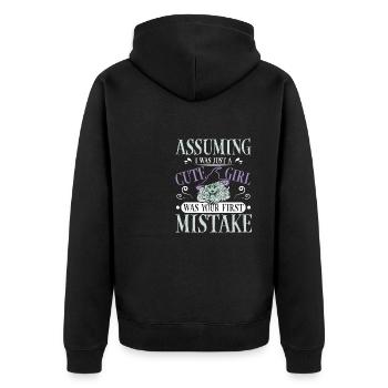 cute girl halloween saying - Unisex Premium Bio Zip Hoodie - Schwarz - Hinten - Nico (187cm)