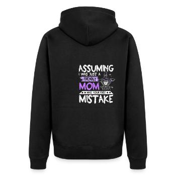 Friendly mom halloween saying - Unisex Premium Organic Zip Hoodie - black - Back - Nico (187cm)