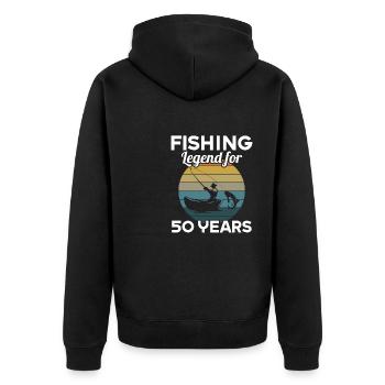 This fishing legend is 50 years 50 birthday - Unisex Premium Organic Zip Hoodie - black - Back - Nico (187cm)