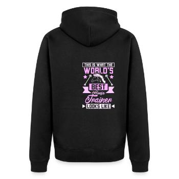 The world's best horse trainer looks like - Unisex Premium Bio Zip Hoodie - Schwarz - Hinten - Nico (187cm)
