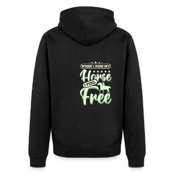 When I ride my horse I feel free - Unisex Premium Organic Zip Hoodie - black - Back - Nico (187cm)