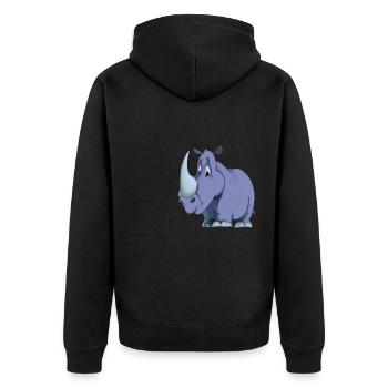 Kawaii Cartoon Rhino - Unisex Premium Organic Zip Hoodie - black - Back - Nico (187cm)