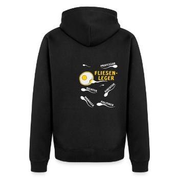 FLIESENLEGER - Unisex Premium Bio Zip Hoodie - Schwarz - Hinten - Nico (187cm)