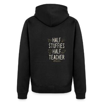 Half Stuffies Half Teacher Funny Professor Humor - Unisex Premium Organic Zip Hoodie - black - Back - Nico (187cm)