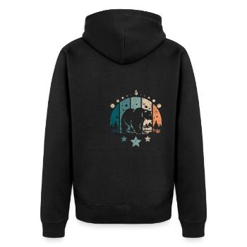 Retro Vintage Forest Polar Bear - Unisex Premium Bio Zip Hoodie - Schwarz - Hinten - Nico (187cm)