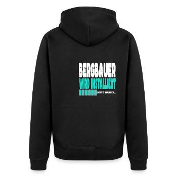 Bergbauer wird installiert - Unisex Premium Bio Zip Hoodie - Schwarz - Hinten - Nico (187cm)
