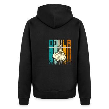 Retro Vintage Doula - Unisex Premium Bio Zip Hoodie - Schwarz - Hinten - Nico (187cm)