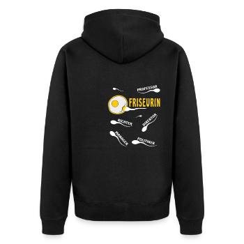 FRISEURIN - Unisex Premium Bio Zip Hoodie - Schwarz - Hinten - Nico (187cm)