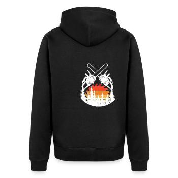 Chainsaw Axe Forester Lumberjack Saw Chain - Unisex Premium Organic Zip Hoodie - black - Back - Nico (187cm)