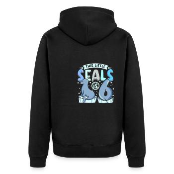 6 years old this little seal is 6th birthday - Unisex Premium Bio Zip Hoodie - Schwarz - Hinten - Nico (187cm)