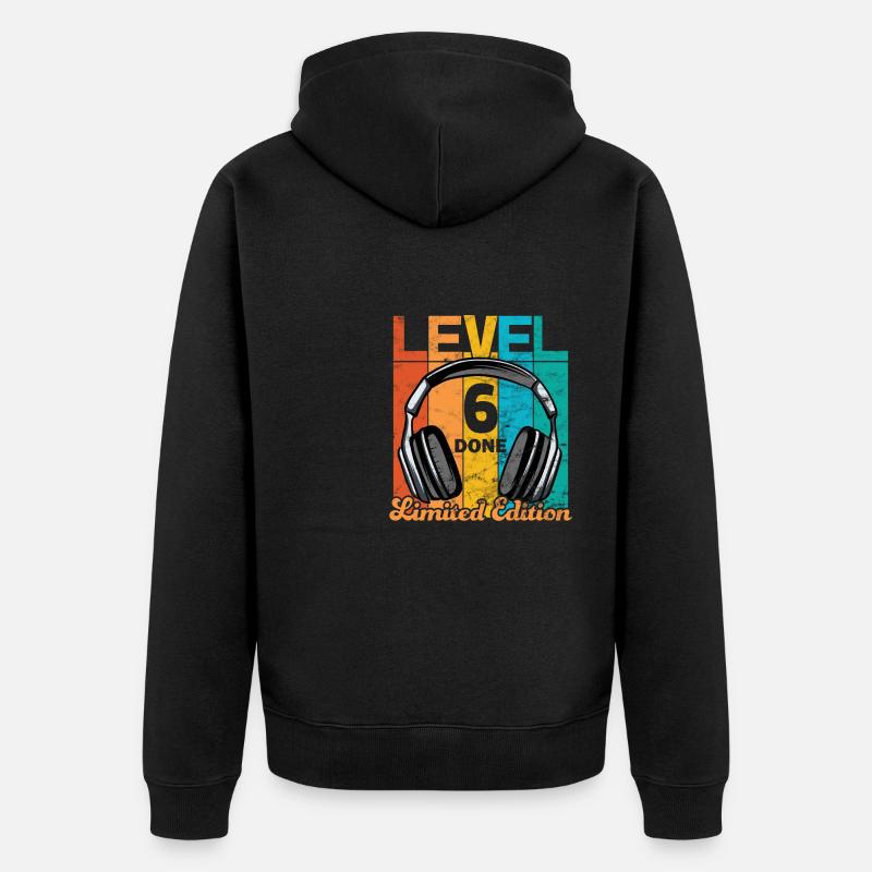 Anniversaire de jeu 6 ans Niveau 6 complet - Veste à capuche bio Premium Unisexe - noir