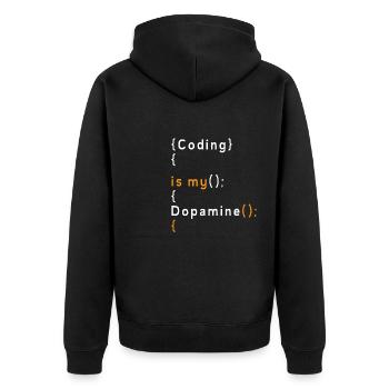 Lustige Codierung Ist Mein Dopamin -Coder - Unisex Premium Bio Zip Hoodie - Schwarz - Hinten - Nico (187cm)