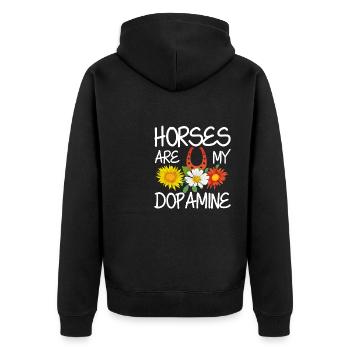 Horses Is My Dopamine Horse Riding Lover For - Unisex Premium Organic Zip Hoodie - black - Back - Nico (187cm)