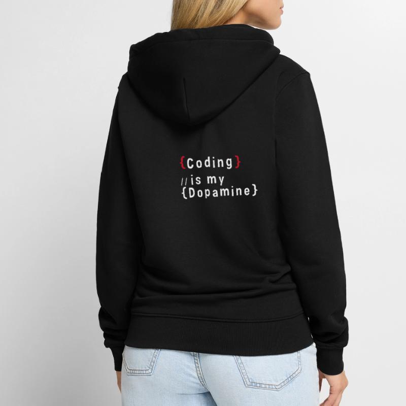 Drôle de codage est mon codeur de dopamine Veste à capuche bio Premium Unisexe