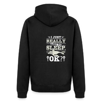 I just realy like to sleep ok - Unisex Premium Bio Zip Hoodie - Schwarz - Hinten - Nico (187cm)