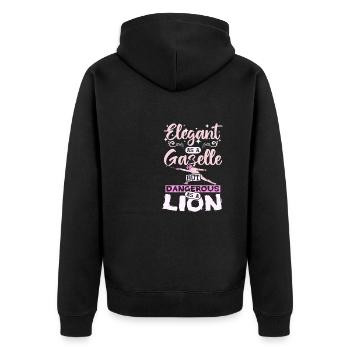 Elegant as a gazelle dangerous as a lion fencing - Unisex Premium Organic Zip Hoodie - black - Back - Nico (187cm)