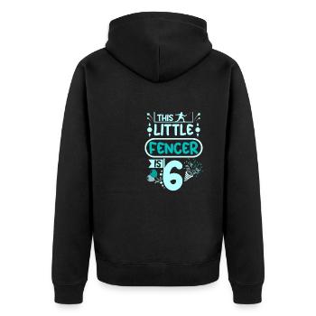 6th birthday this little fencer is 6 years old - Unisex Premium Organic Zip Hoodie - black - Back - Nico (187cm)
