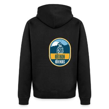 Rätikon Höhenweg - Unisex Premium Bio Zip Hoodie - Schwarz - Hinten - Nico (187cm)