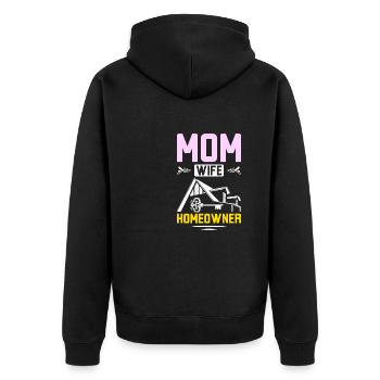 Mom wife homeowner - Unisex Premium Organic Zip Hoodie - black - Back - Nico (187cm)