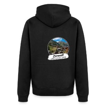 Zermatt Switzerland Souvenir - Unisex Premium Organic Zip Hoodie - black - Back - Nico (187cm)