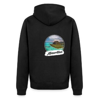 Mauritius Souvenir - Unisex Premium Organic Zip Hoodie - black - Back - Nico (187cm)