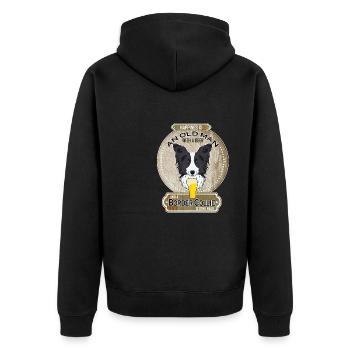 Border Collie Dad Beer Lover - Unisex Premium Bio Zip Hoodie - Schwarz - Hinten - Nico (187cm)