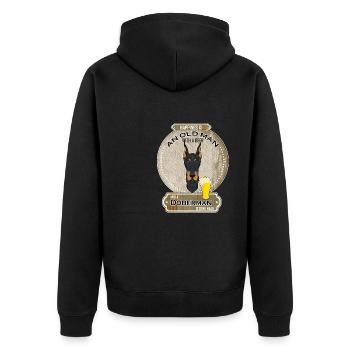 Doberman Dad Beer Lover - Unisex Premium Bio Zip Hoodie - Schwarz - Hinten - Nico (187cm)