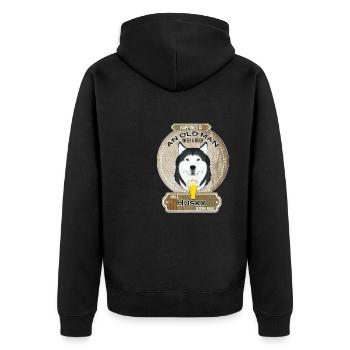 Husky Dad Beer Lover - Unisex Premium Bio Zip Hoodie - Schwarz - Hinten - Nico (187cm)
