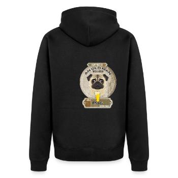 Pug Dad Beer Lover - Unisex Premium Bio Zip Hoodie - Schwarz - Hinten - Nico (187cm)