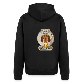 Vizsla Dad Beer Lover - Unisex Premium Bio Zip Hoodie - Schwarz - Hinten - Nico (187cm)
