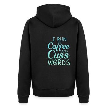 Ich Renne Auf Kaffee Und Wörter Lustige - Unisex Premium Bio Zip Hoodie - Schwarz - Hinten - Nico (187cm)