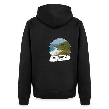 St. Kitts & Nevis Souvenir - Unisex Premium Organic Zip Hoodie - black - Back - Nico (187cm)