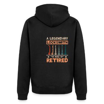 A legendary locksmith has retired - Unisex Premium Organic Zip Hoodie - black - Back - Nico (187cm)